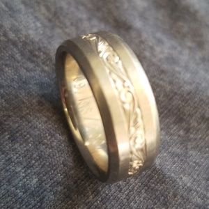 Titanium and platinum mens wedding band